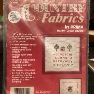 Country Fabrics Hunter Green Alphabet Cross Stitch Square